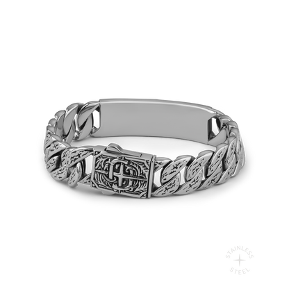 stainless steel black onyx stone chunky cuban link bracelet for men