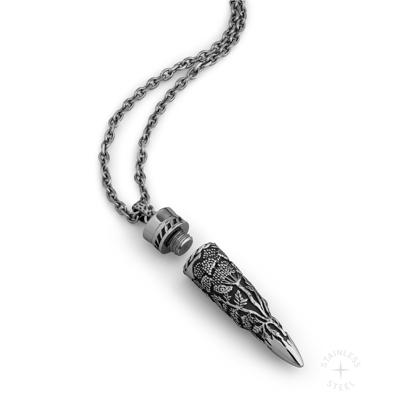 Recoil Stainless Steel bullet case storage pendant necklace