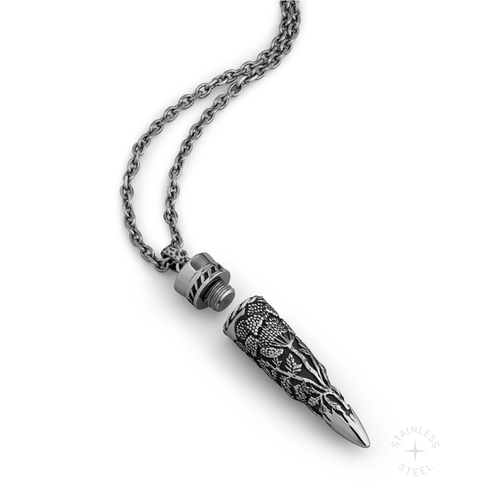 Recoil Stainless Steel bullet case storage pendant necklace