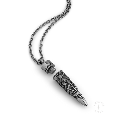 Recoil Stainless Steel bullet case storage pendant necklace