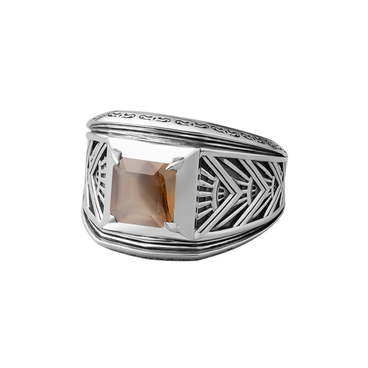 Revel Handcrafted Sterling Silver Ring with Montana Agate stone 
