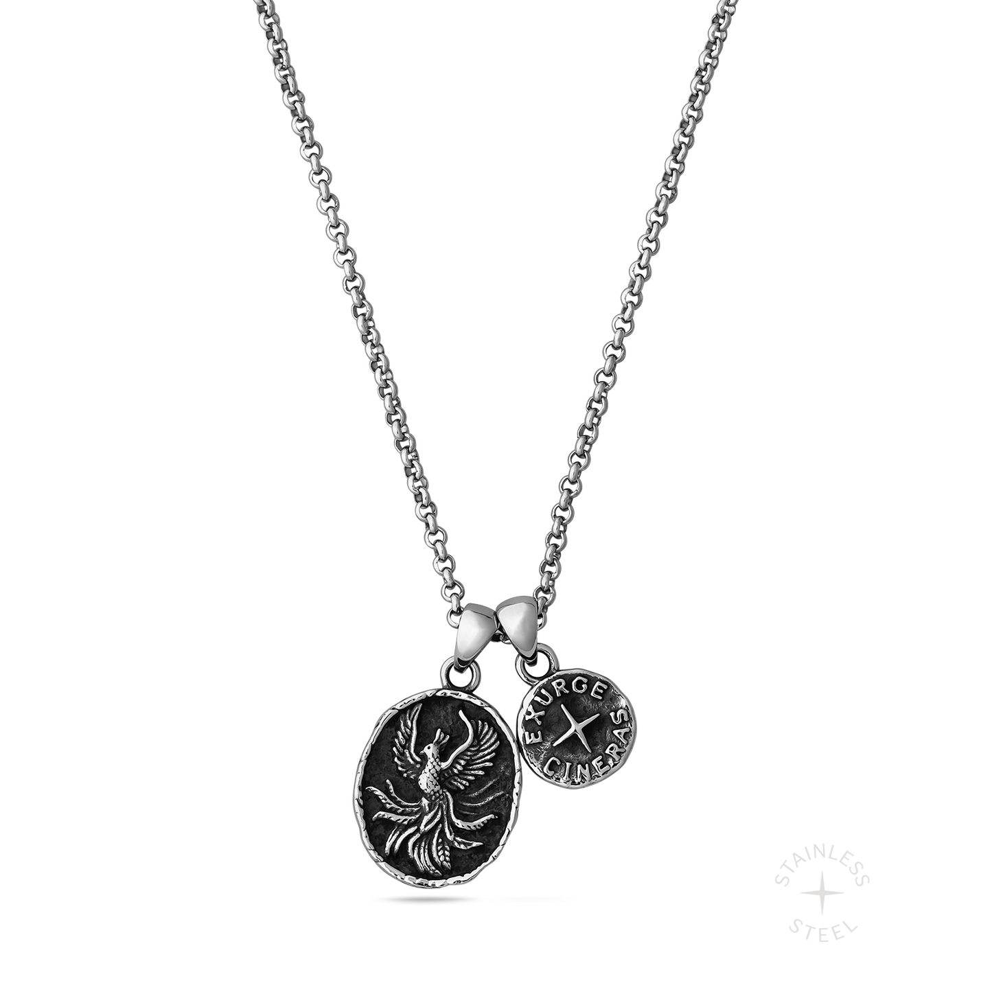 Rise Stainless Steel phoenix pendant necklace for men