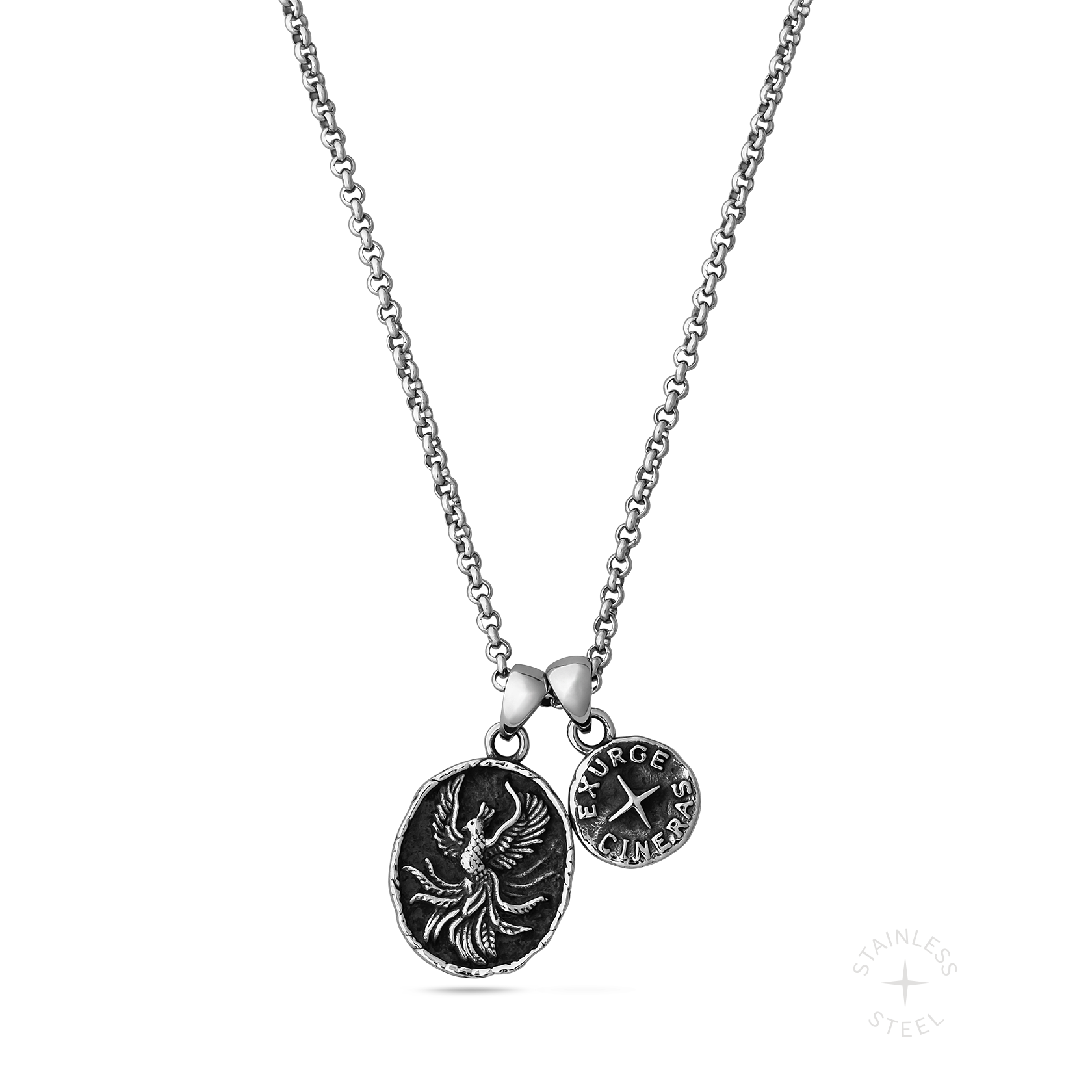 Rise Stainless Steel phoenix pendant necklace for men