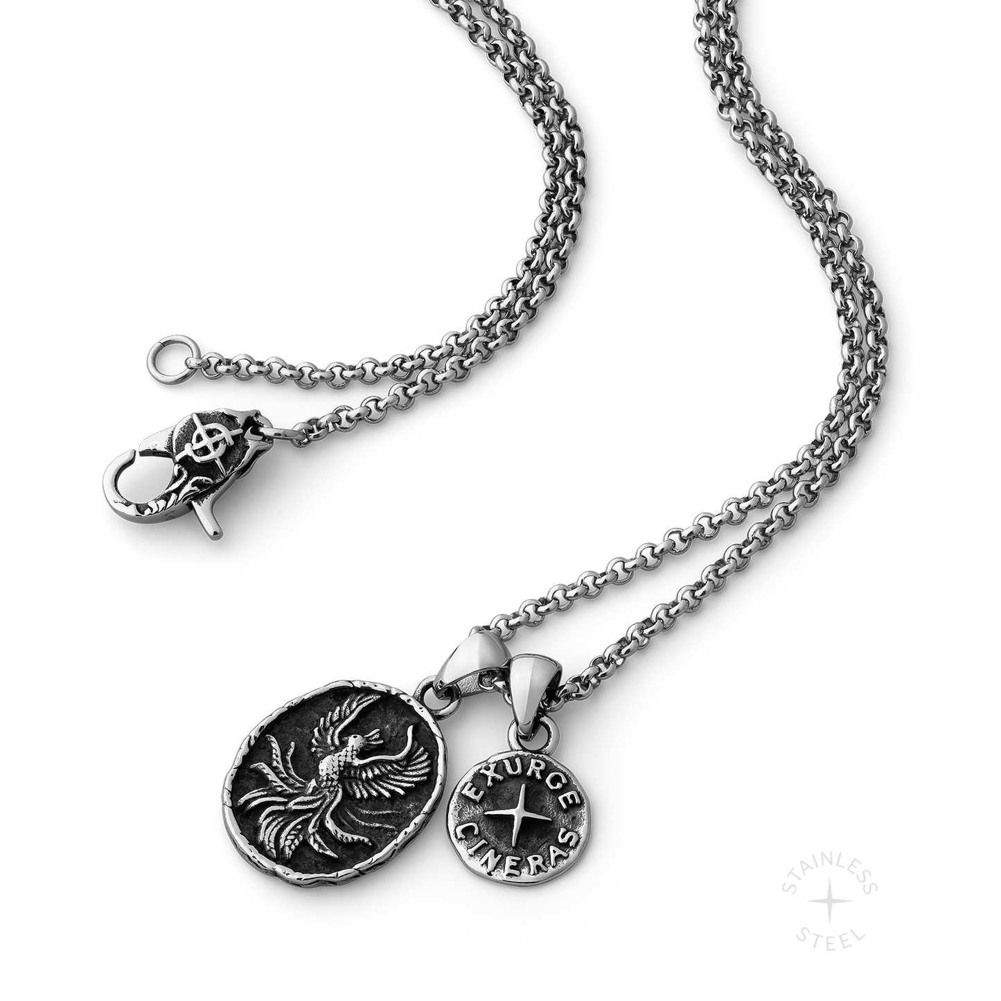 Rise Stainless Steel phoenix pendant necklace for men