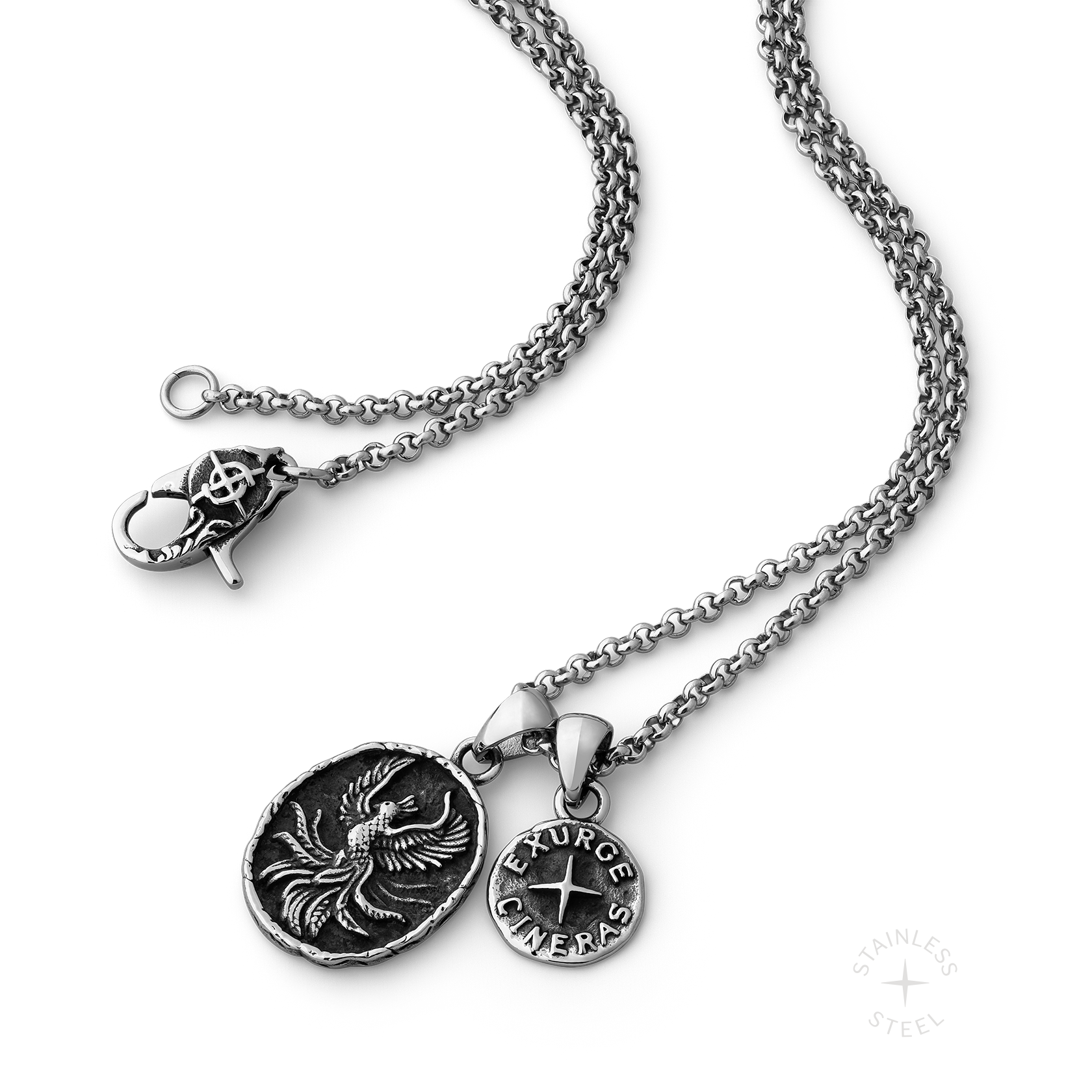 Rise Stainless Steel phoenix pendant necklace for men