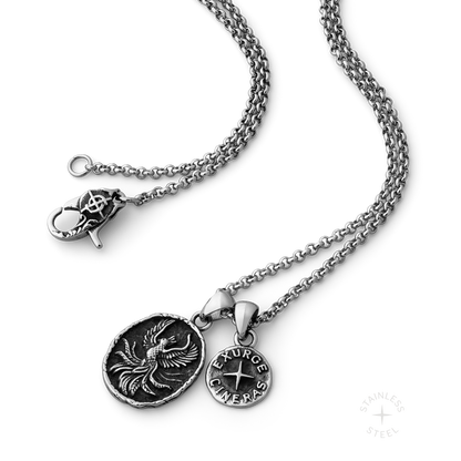 Rise Stainless Steel phoenix pendant necklace for men