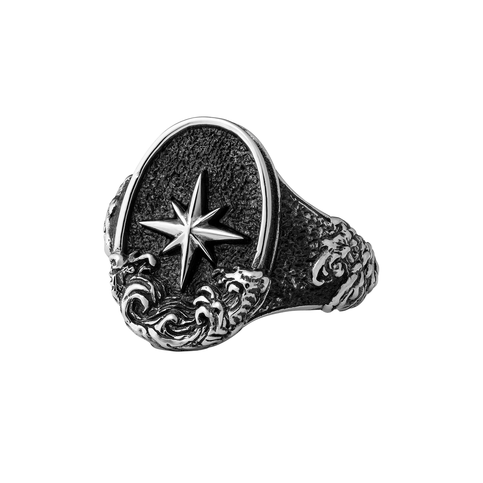Rocky Shores Sterling Silver Nautical Signet Ring