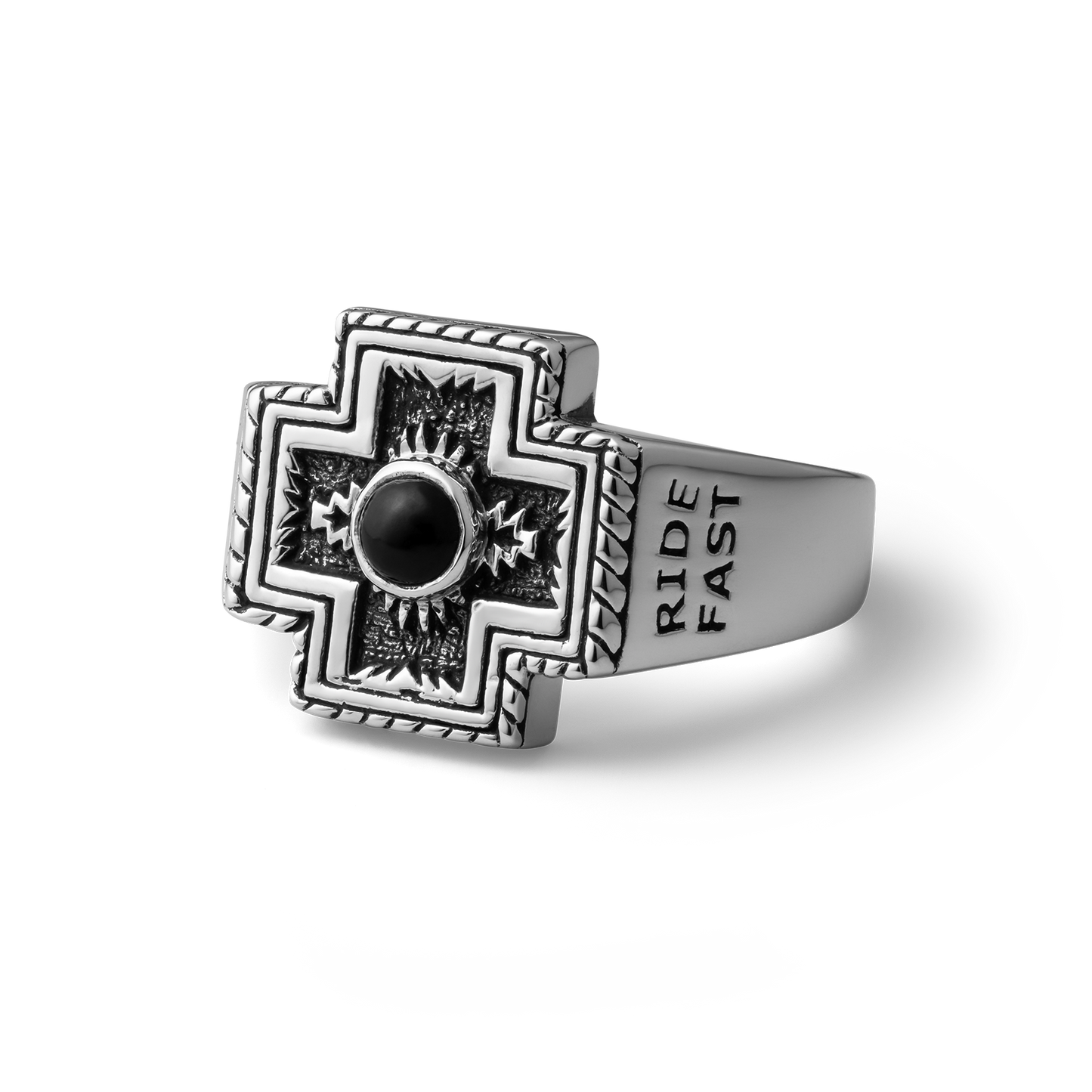 Rodeo Diamond Cross Ranch Sterling Silver Ring with Cross signet Western inspired accessories for men