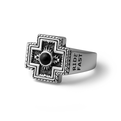 Rodeo Diamond Cross Ranch Sterling Silver Ring with Cross signet Western inspired accessories for men