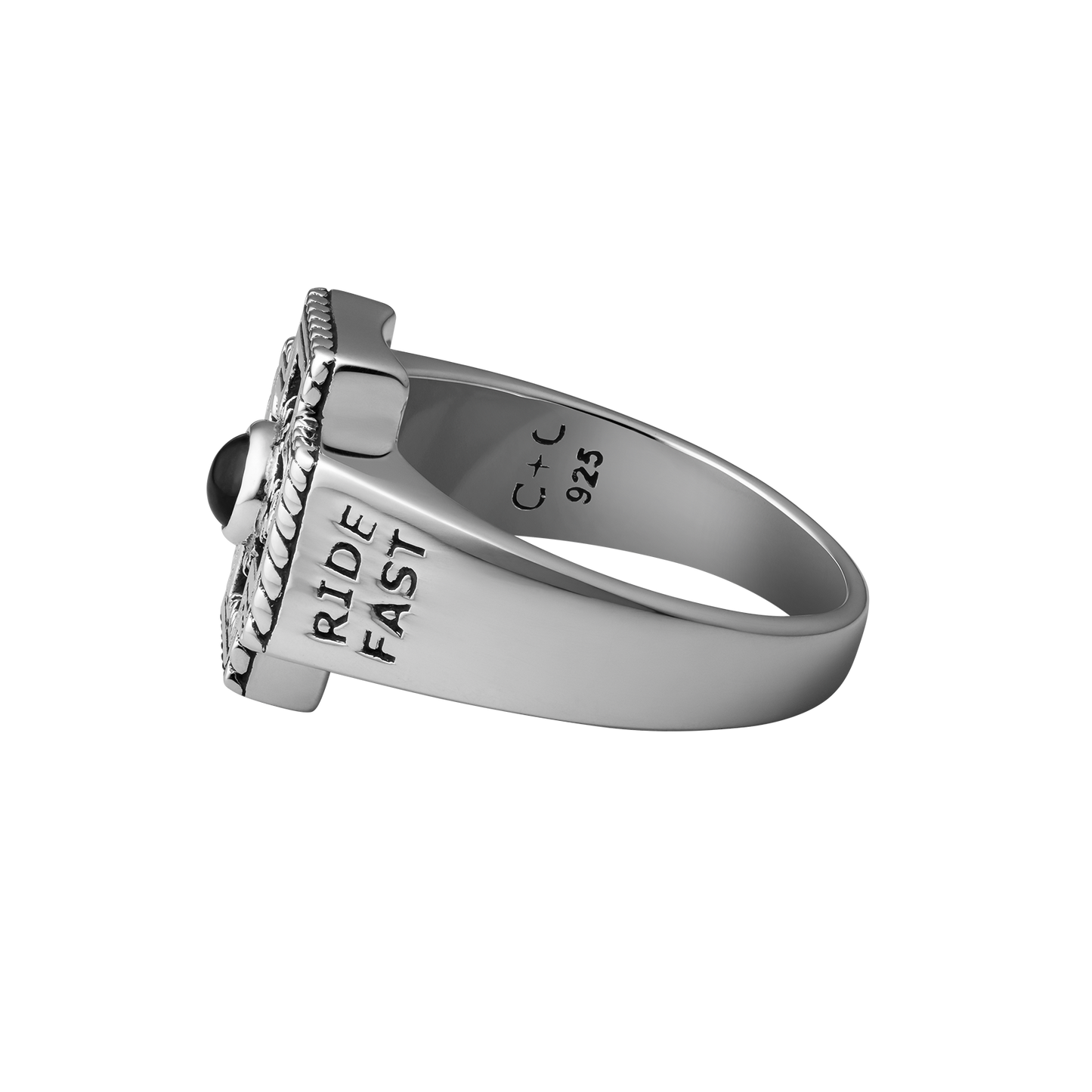 Rodeo Diamond Cross Ranch Sterling Silver Ring with Cross signet Western inspired accessories for men