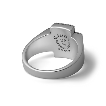Rodeo Diamond Cross Ranch Sterling Silver Ring with Cross signet Western inspired accessories for men