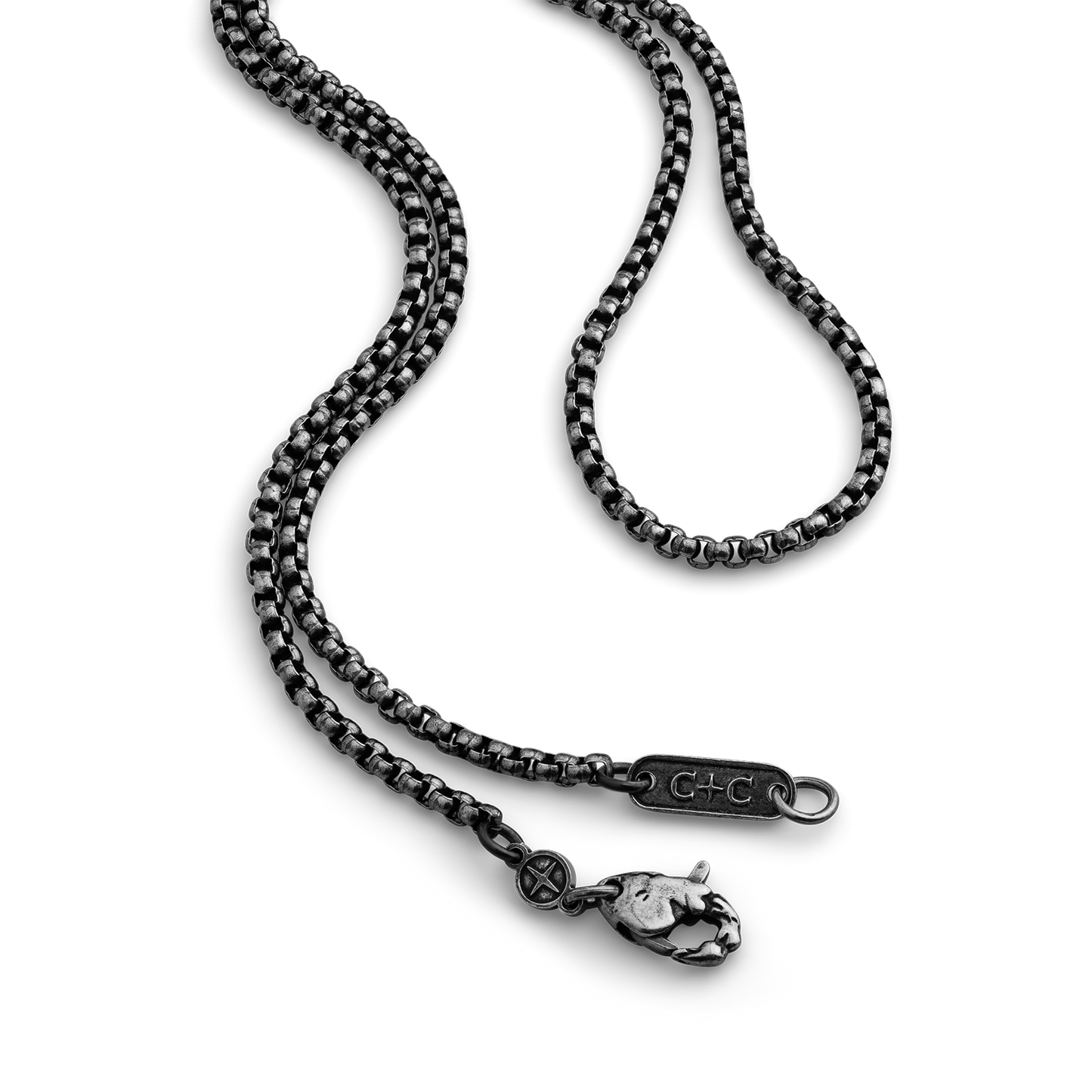 rounded box chain stainless steel necklace for men