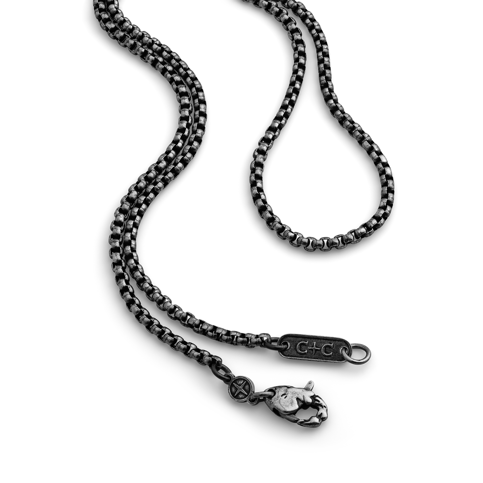 rounded box chain stainless steel necklace for men