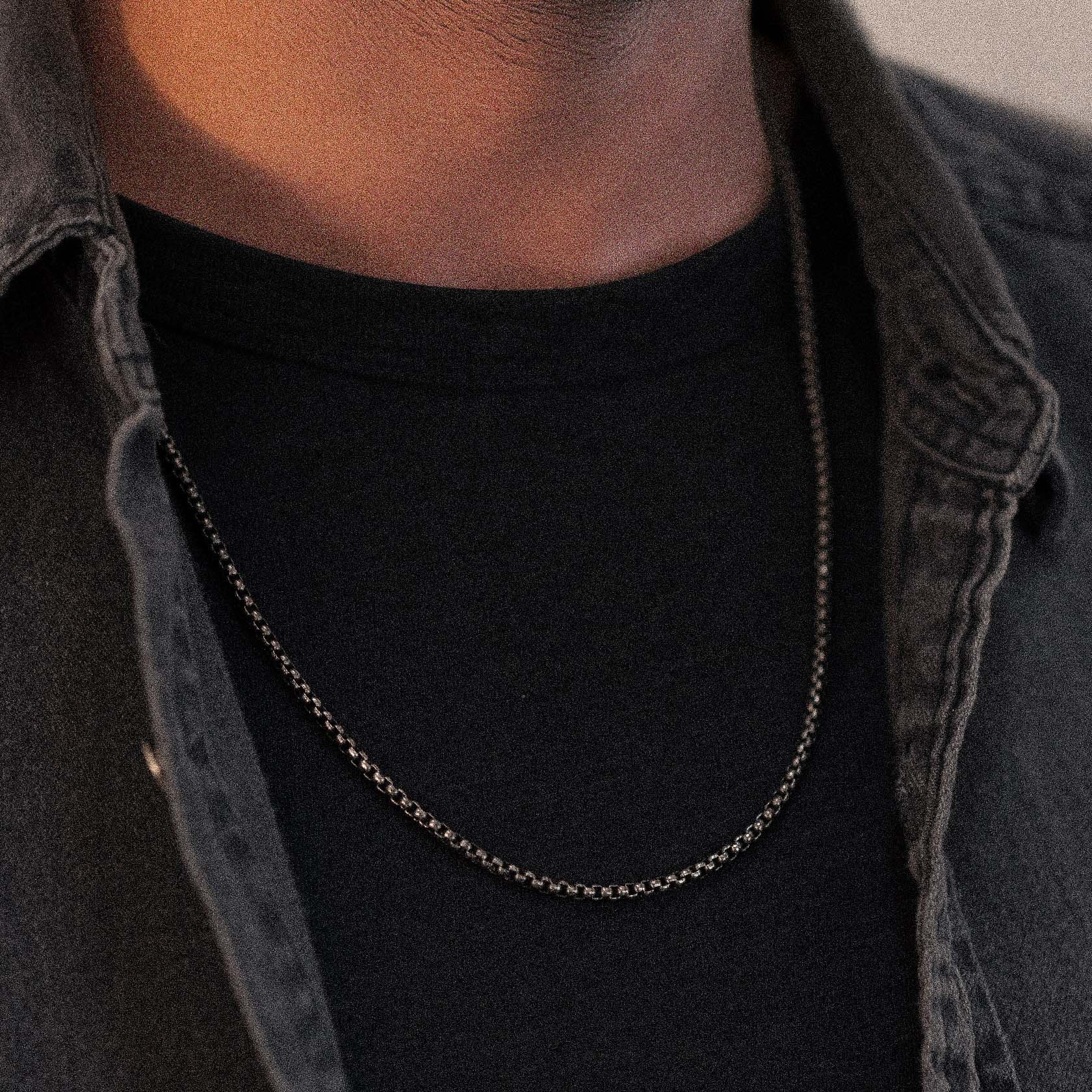 rounded box chain stainless steel necklace for men