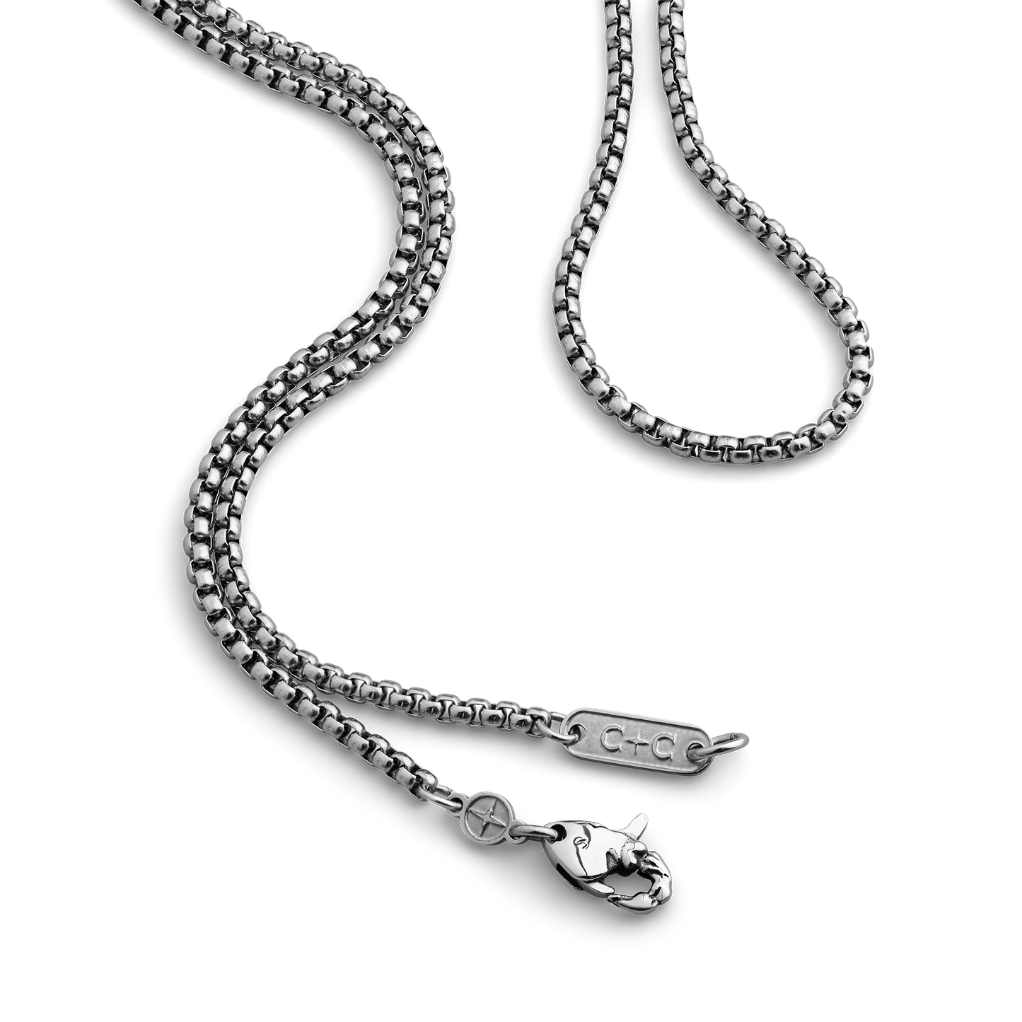 stainless steel rounded box chain necklace for men