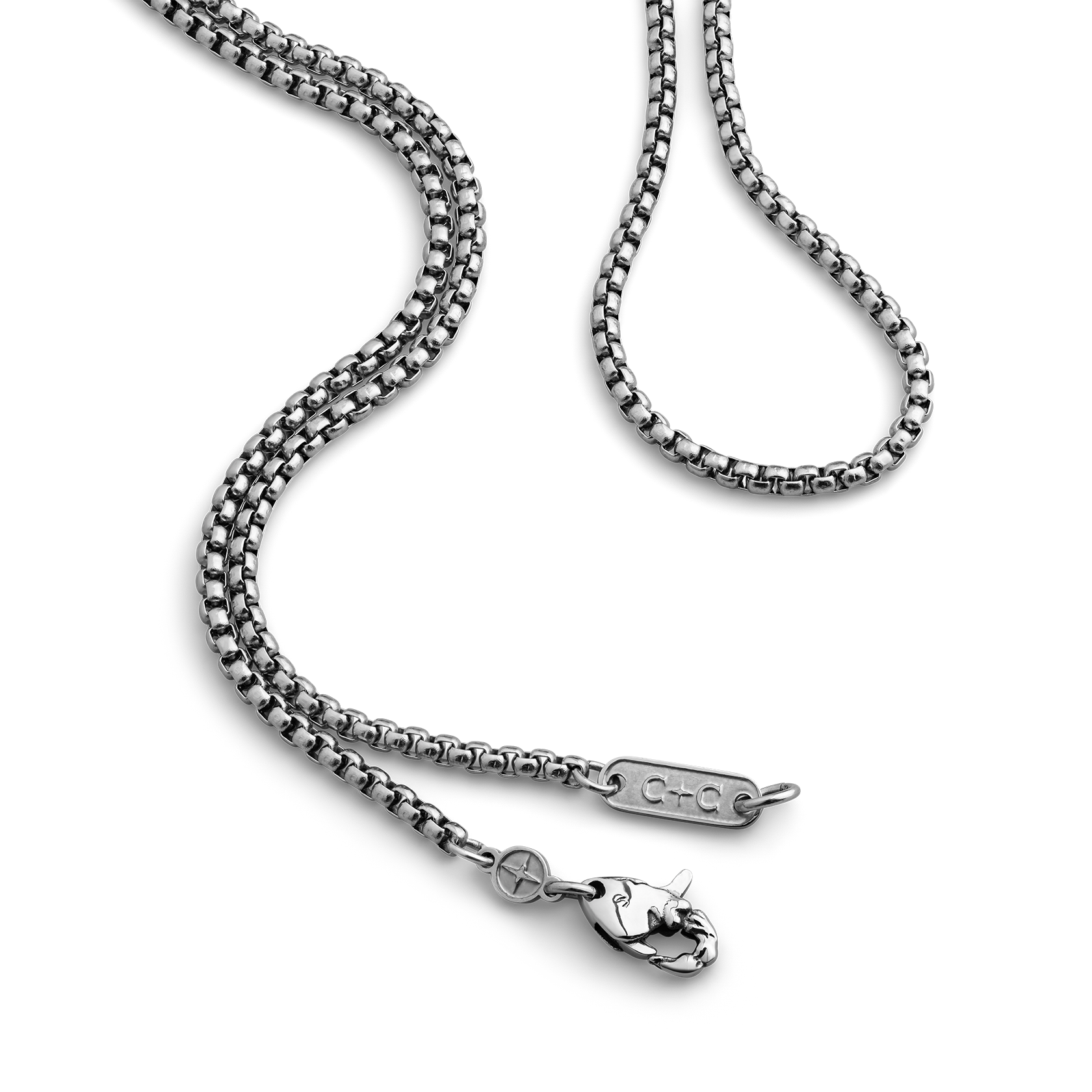 stainless steel rounded box chain necklace for men