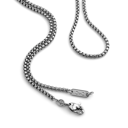 stainless steel rounded box chain necklace for men