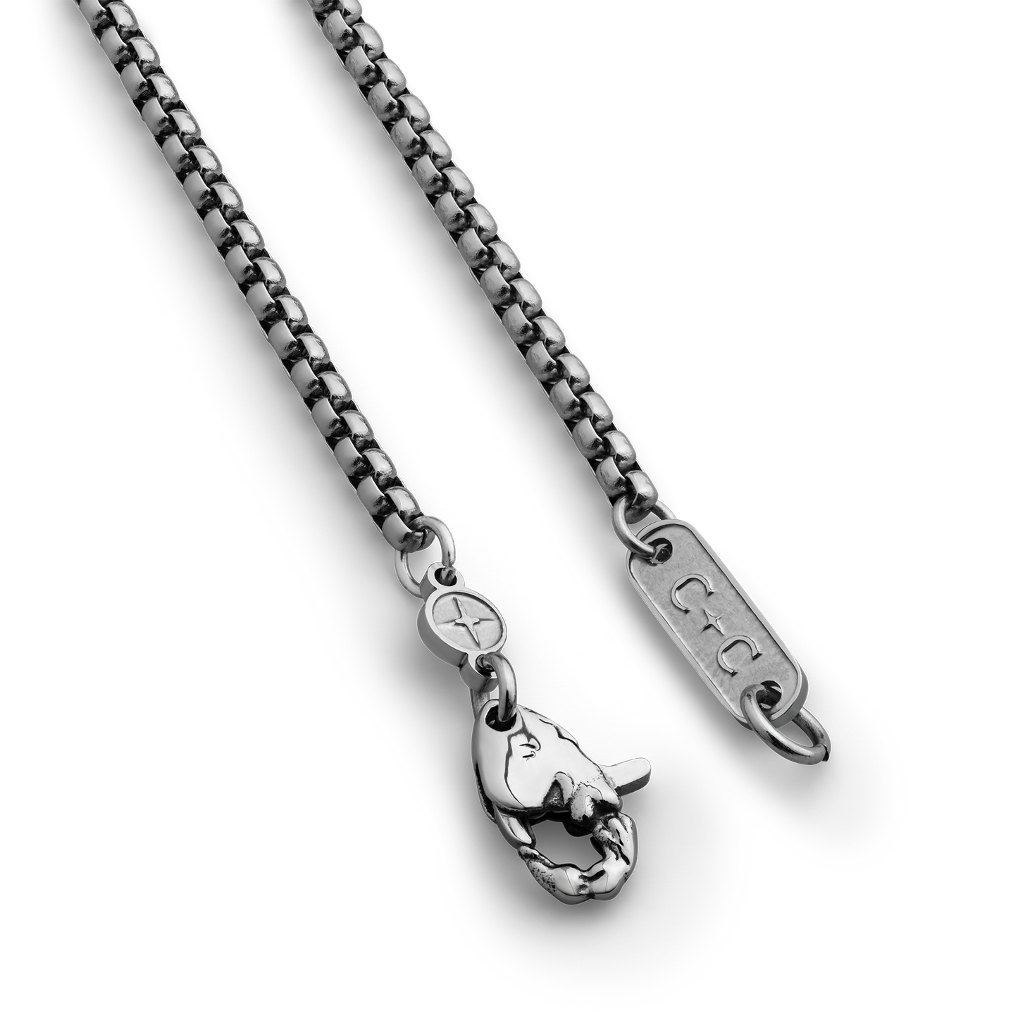 stainless steel rounded box chain necklace for men