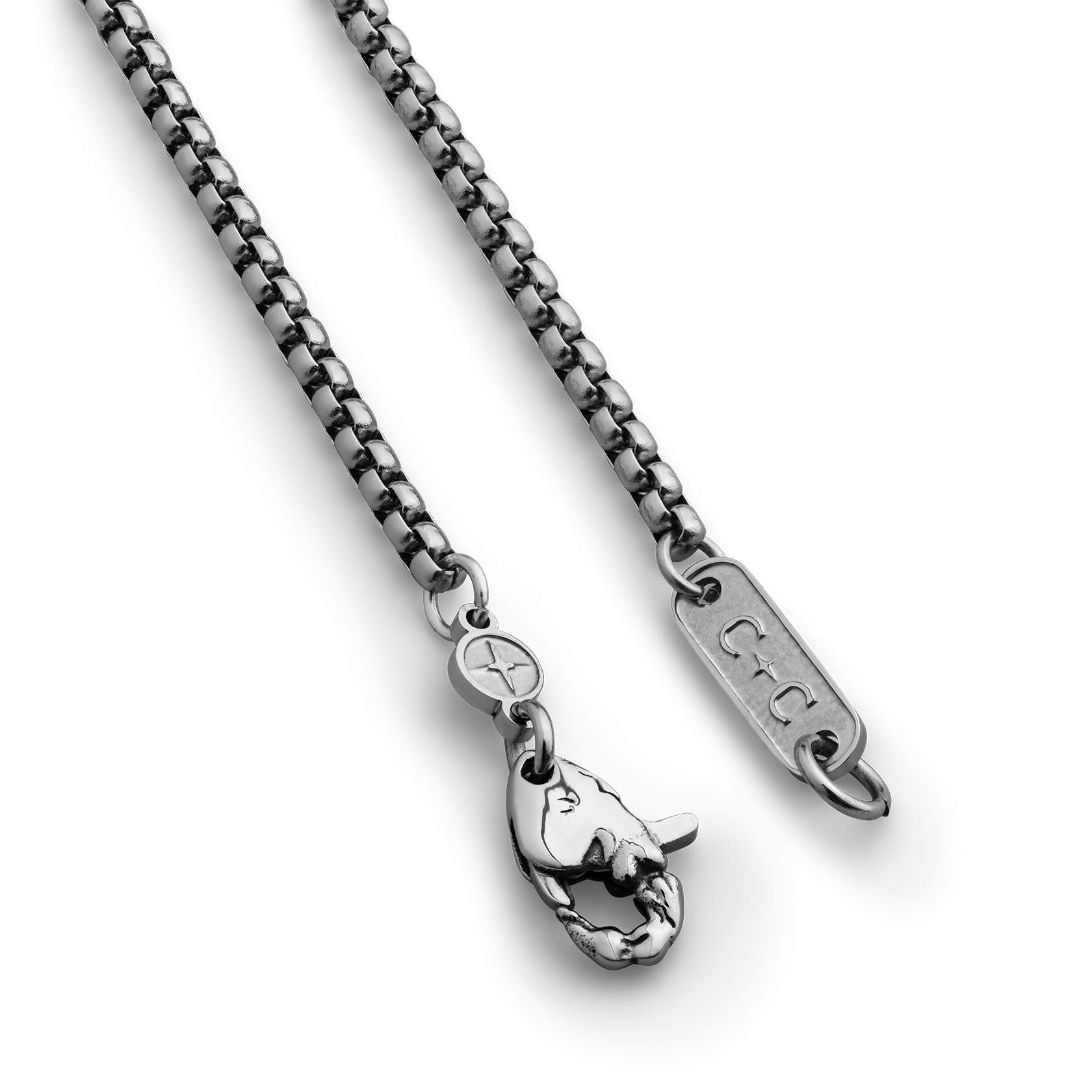 stainless steel rounded box chain necklace for men