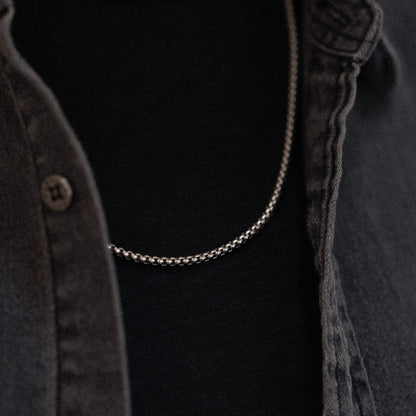 stainless steel rounded box chain necklace for men