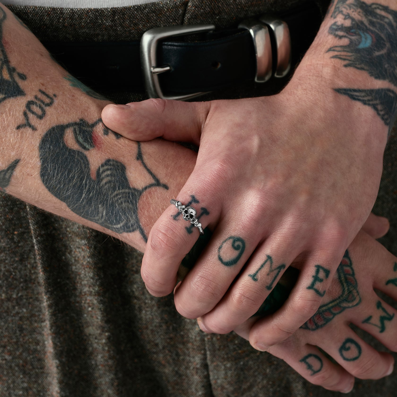 "Salt & Bone x Pete's Pirate Life" Handcrafted Sterling Silver Men's Biker Ring Clocks and Colours