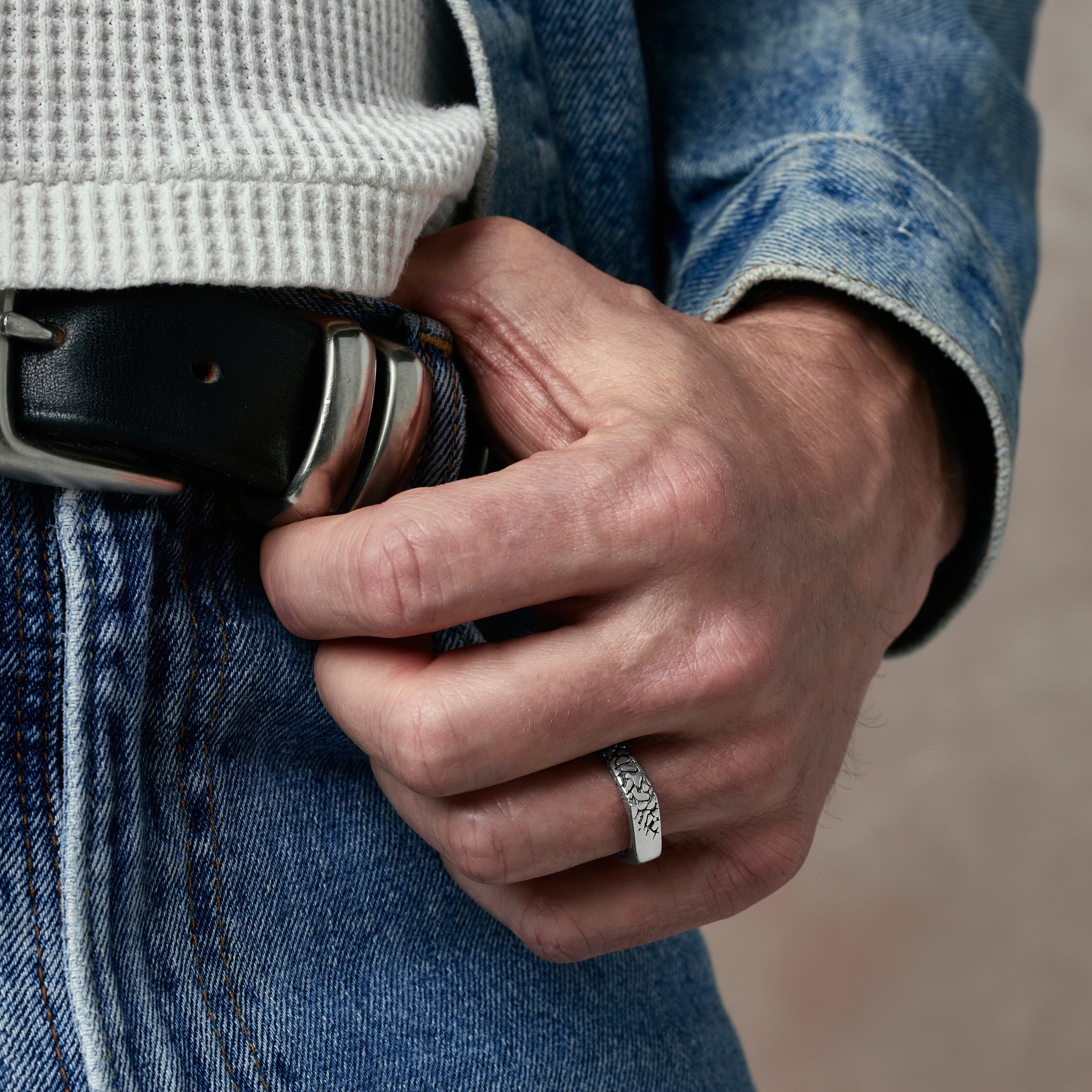 "Scorched Earth" Handcrafted Sterling Silver Men's Biker Ring Clocks and Colours