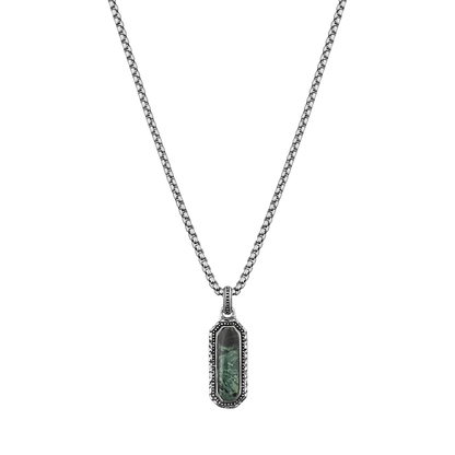 kambaba jasper and sterling silver dogtag pendant necklace for men