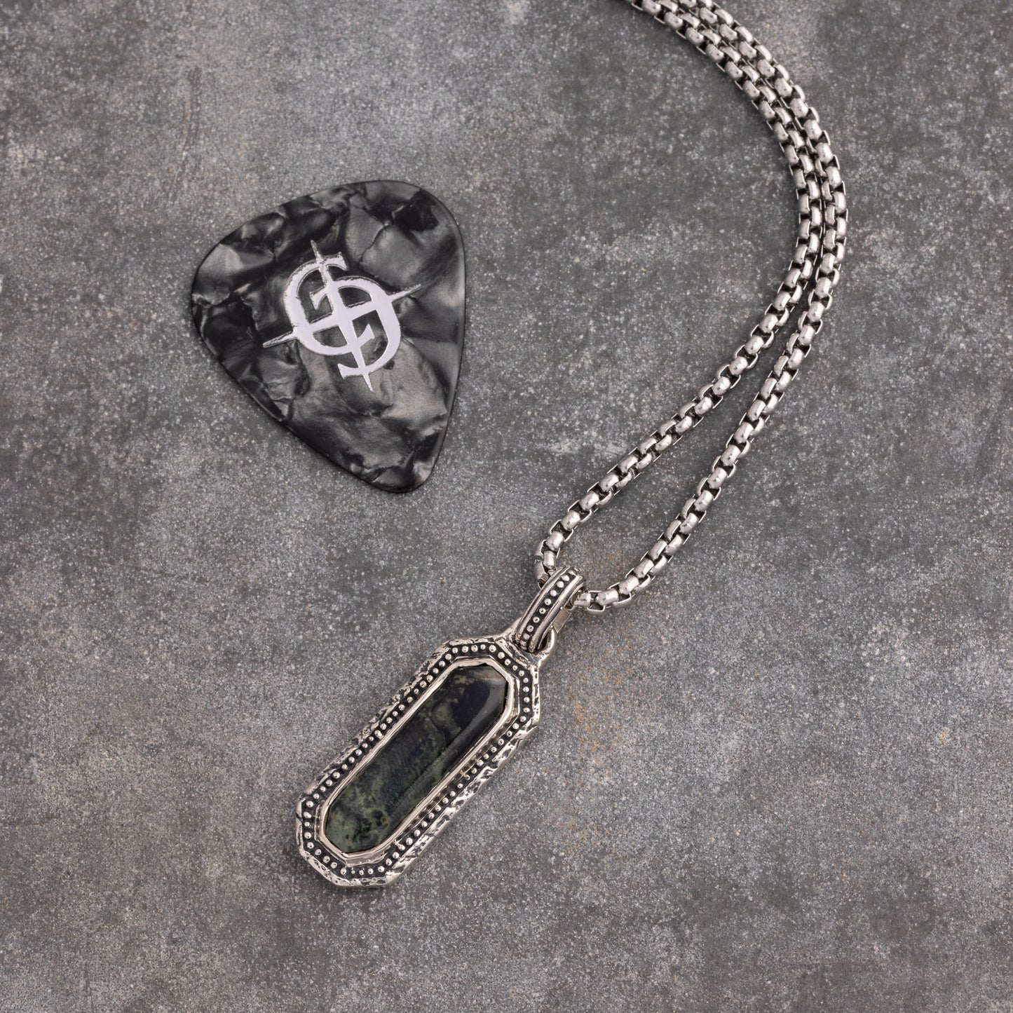 Sterling Silver and Kambaba Jasper Pendant Necklace for men