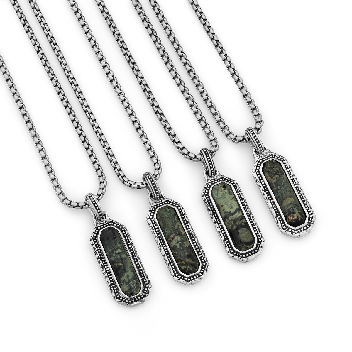 アクセサリー DIFFERENT NECKLACE SILVER 53cm Kambaba Jasper Pendant for Men in Sterling Silver – Clocks and Colours