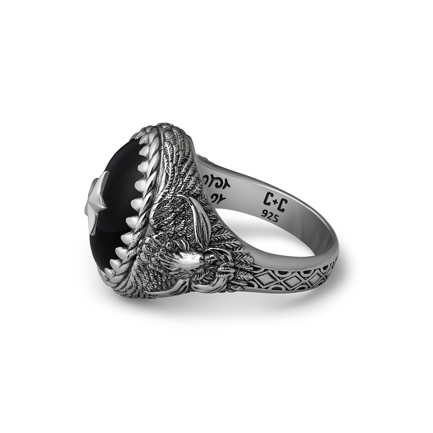 sterling silver oval onyx star signet ring for men willie nelson collaboration 