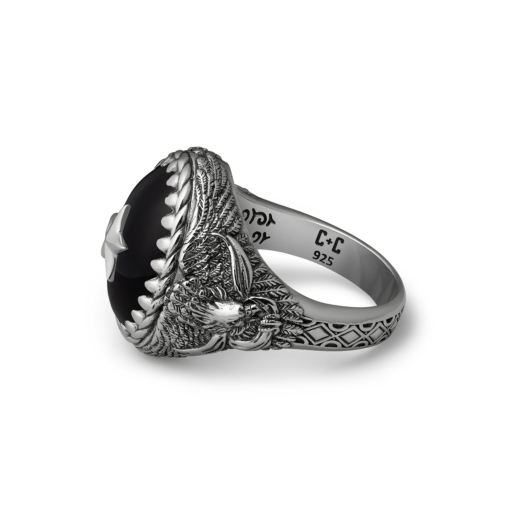 sterling silver oval onyx star signet ring for men willie nelson collaboration 