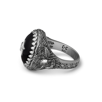 sterling silver oval onyx star signet ring for men willie nelson collaboration 