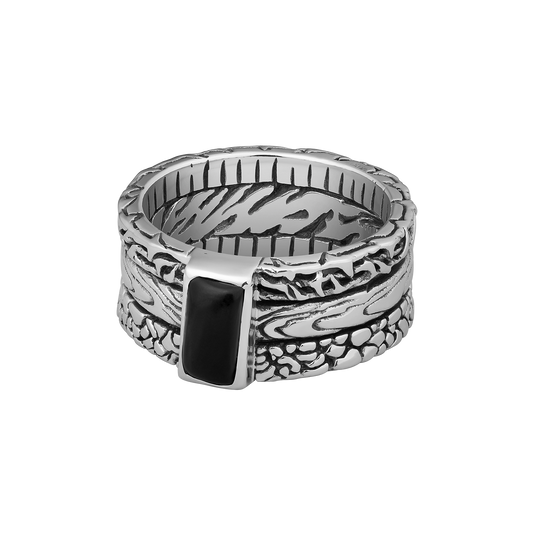 Stoa Sterling Silver Ring with Black Onyx