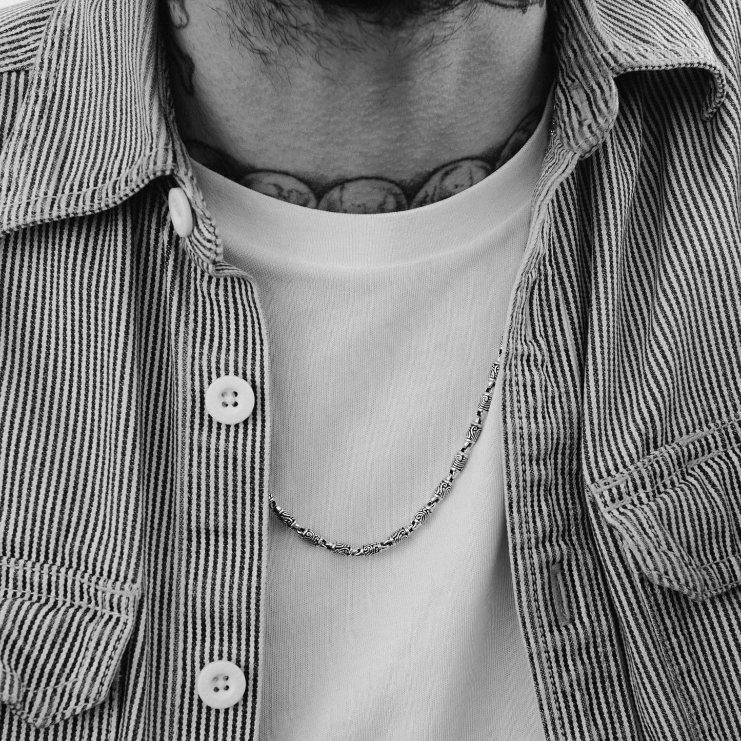 tempest twisted silver chain necklace for men
