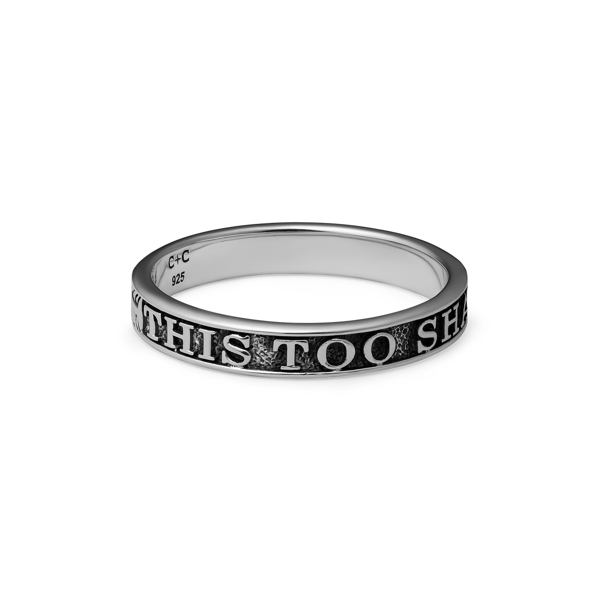This Too Shall Pass sterling silver ring - off figure