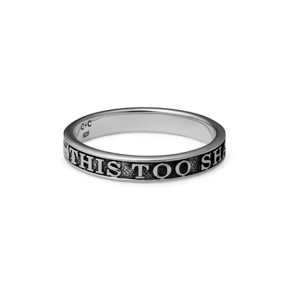 This Too Shall Pass sterling silver ring - off figure