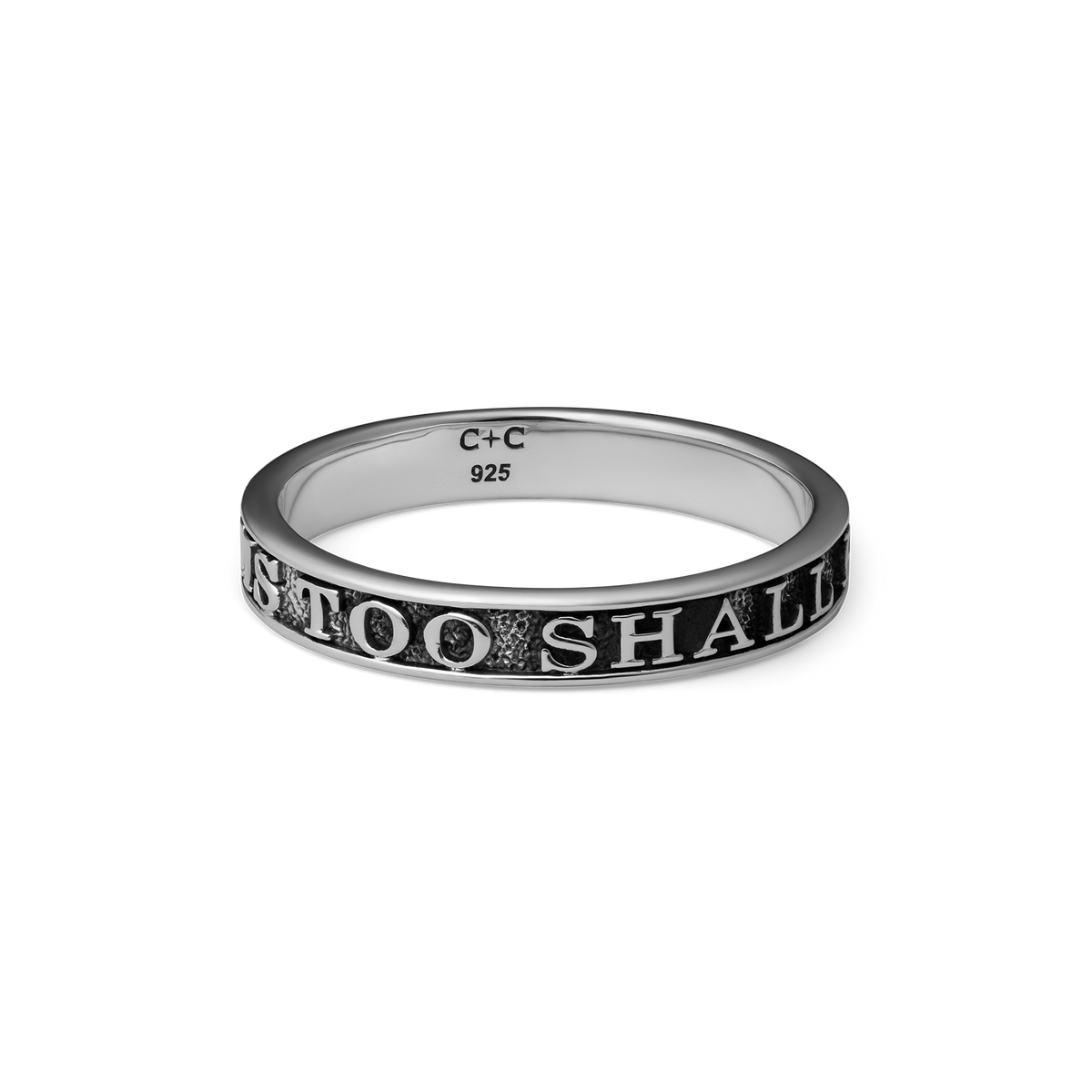 This Too Shall Pass sterling silver ring - off figure