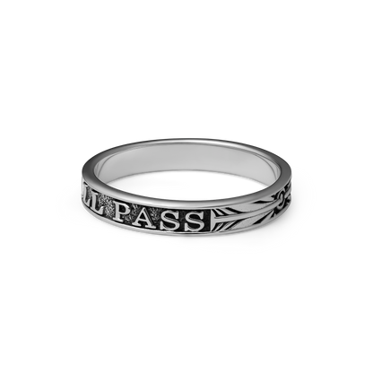 This Too Shall Pass sterling silver ring - off figure