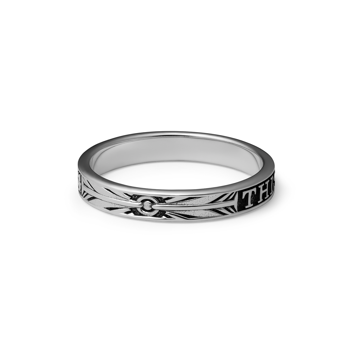 This Too Shall Pass sterling silver ring - off figure