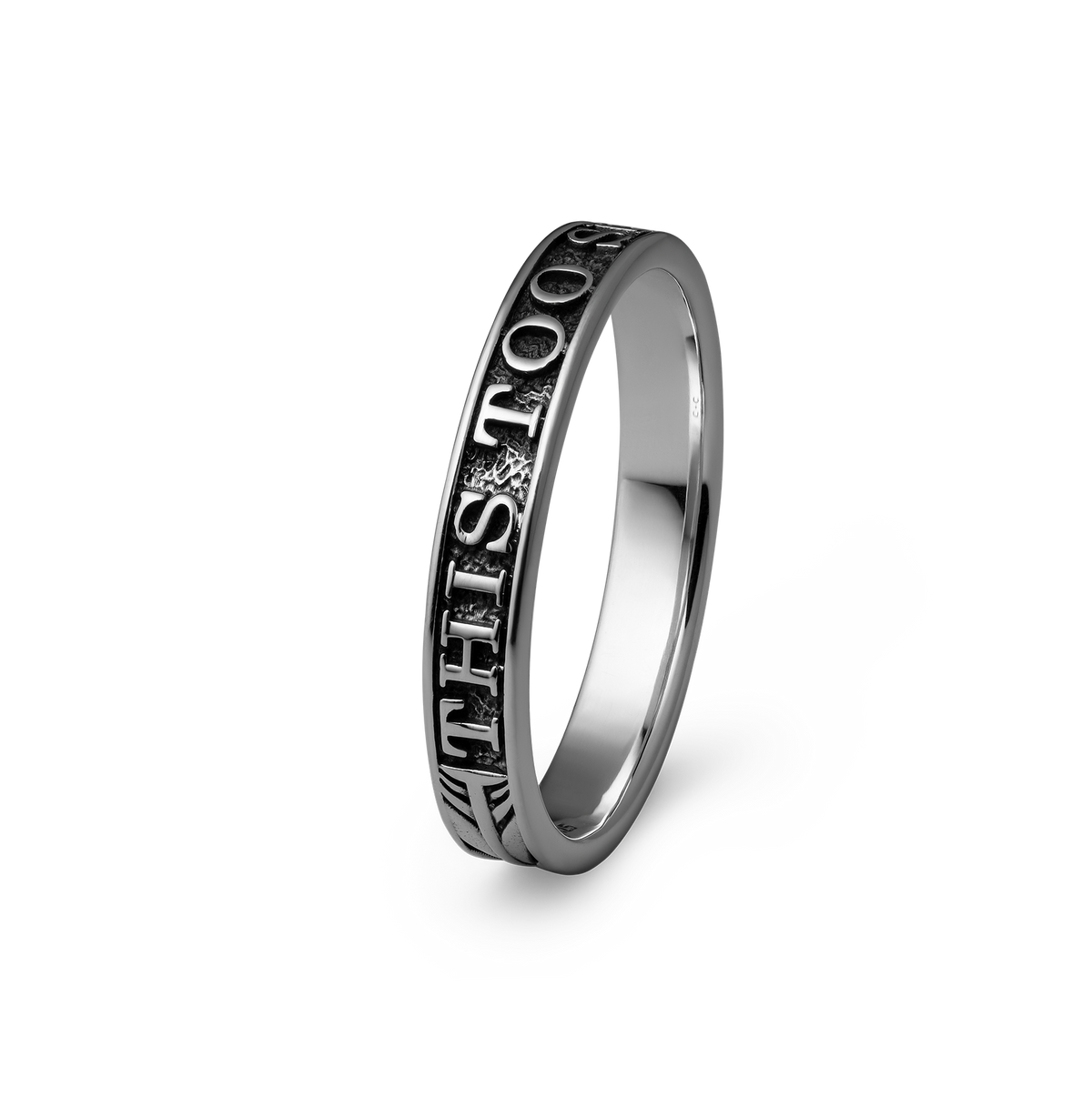 This Too Shall Pass sterling silver ring - off figure
