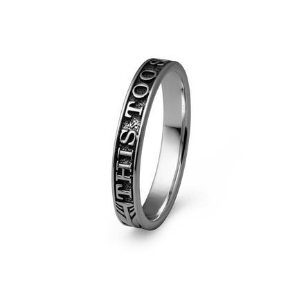 This Too Shall Pass sterling silver ring - off figure
