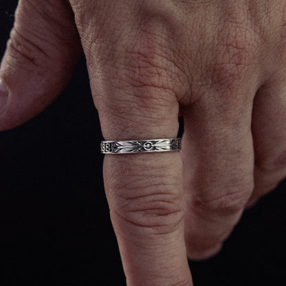 This Too Shall Pass sterling silver ring - on figure