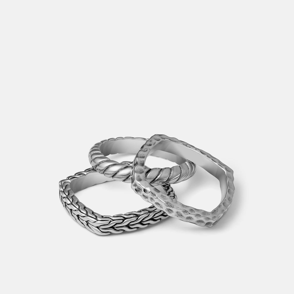 "Tierce" Handcrafted Sterling Silver Men's Biker Ring Clocks and Colours