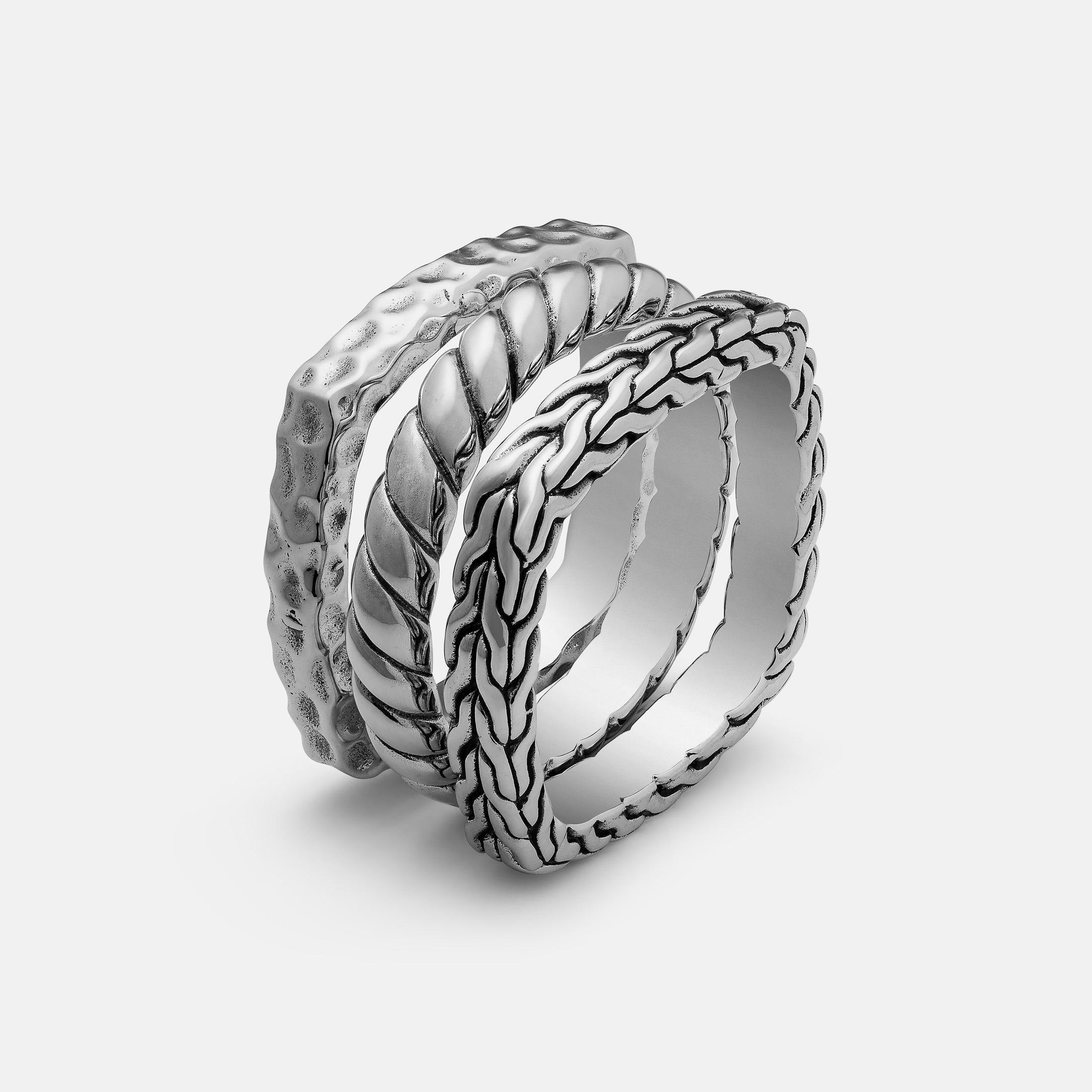 "Tierce" Handcrafted Sterling Silver Men's Biker Ring Clocks and Colours