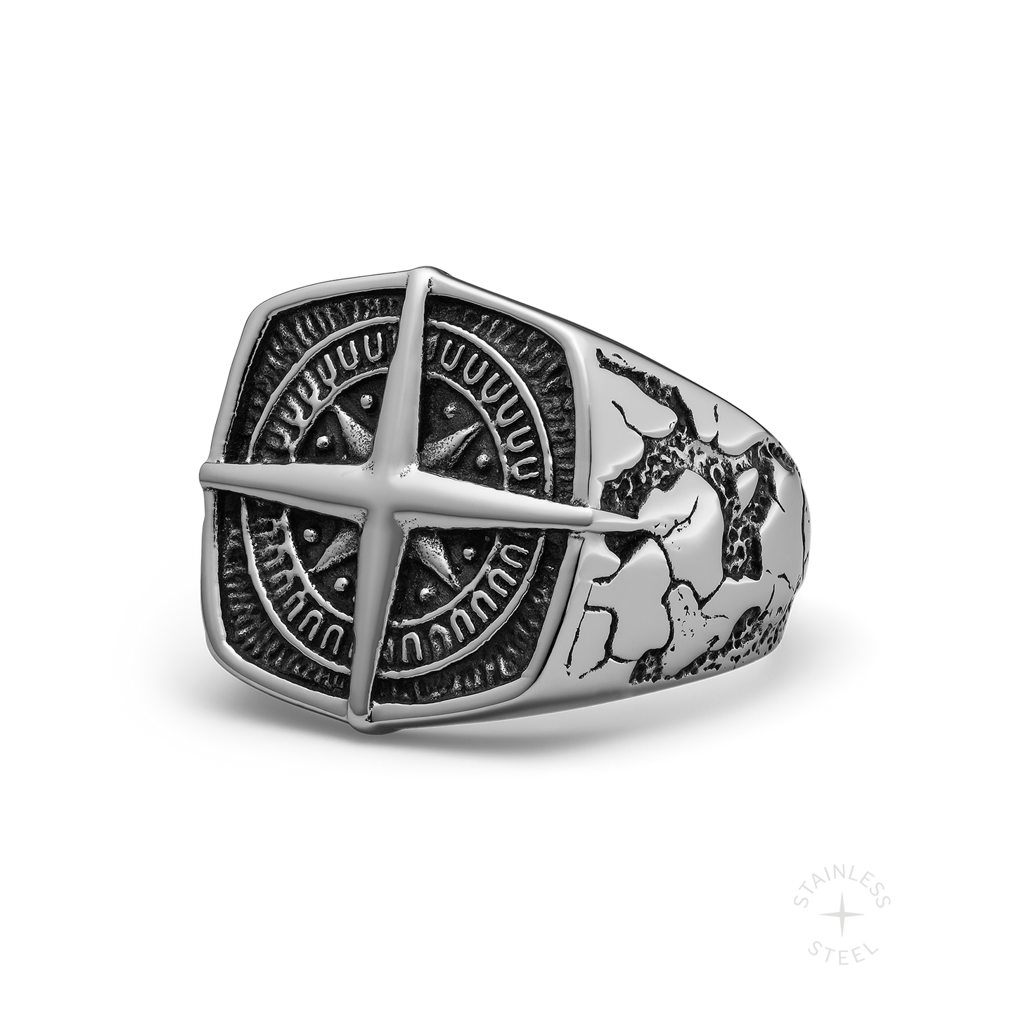 Tortuga Stainless Steel nautical star chunky square signet ring for men