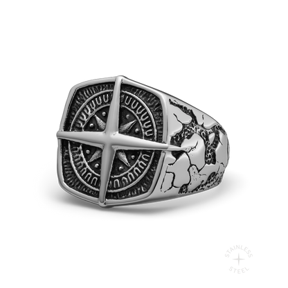Tortuga Stainless Steel nautical star chunky square signet ring for men