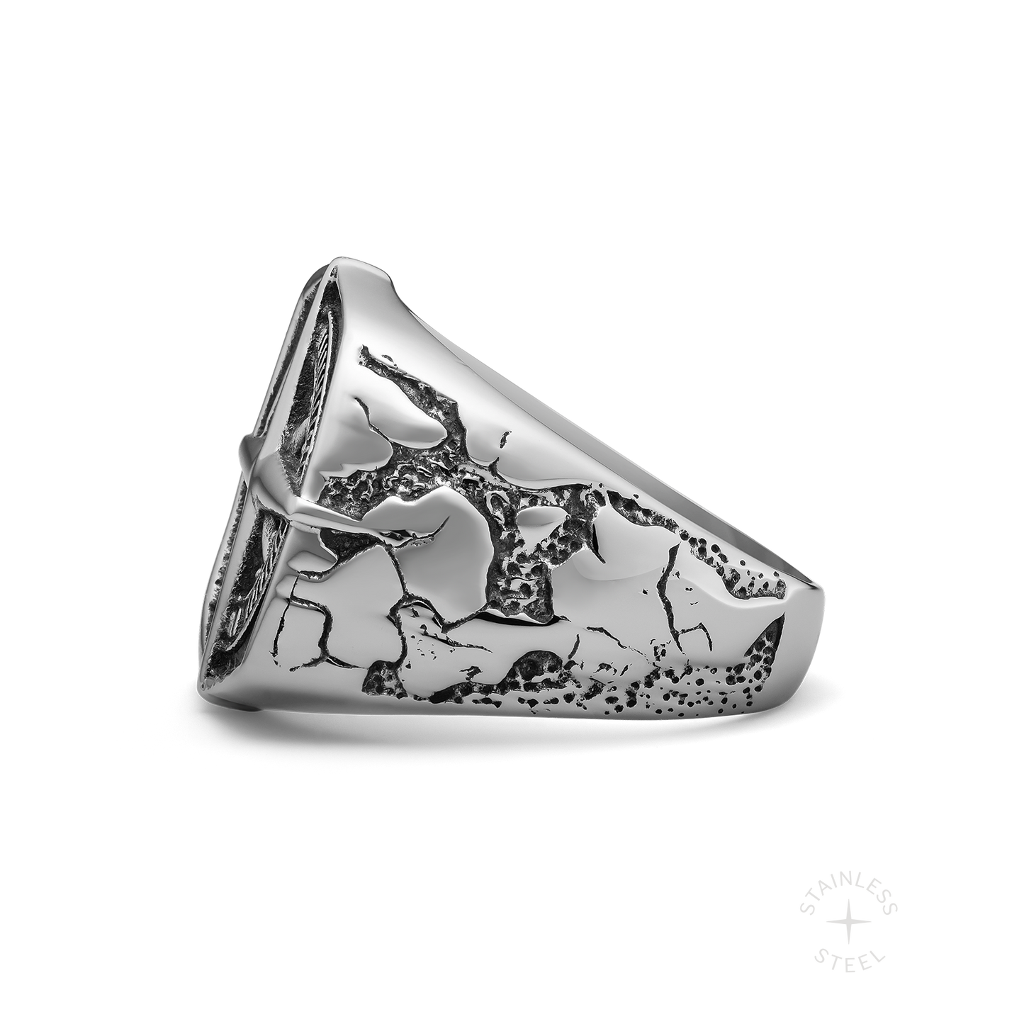 Tortuga Stainless Steel nautical star chunky square signet ring for men