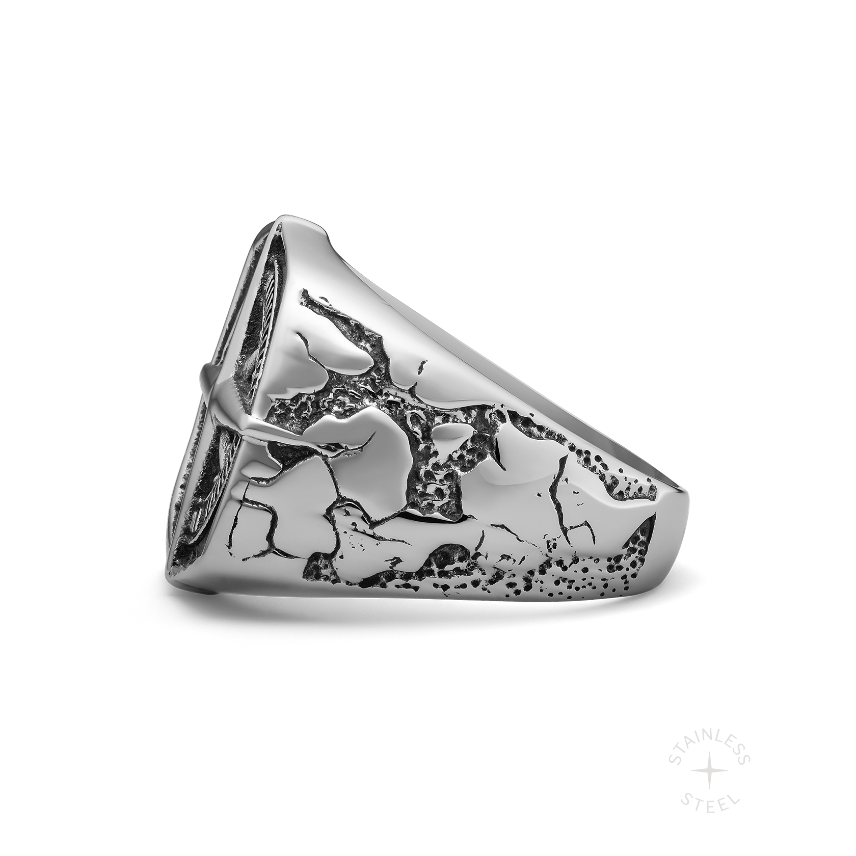 Tortuga Stainless Steel nautical star chunky square signet ring for men