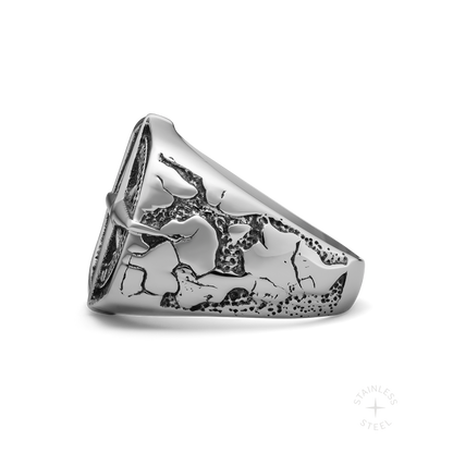Tortuga Stainless Steel nautical star chunky square signet ring for men