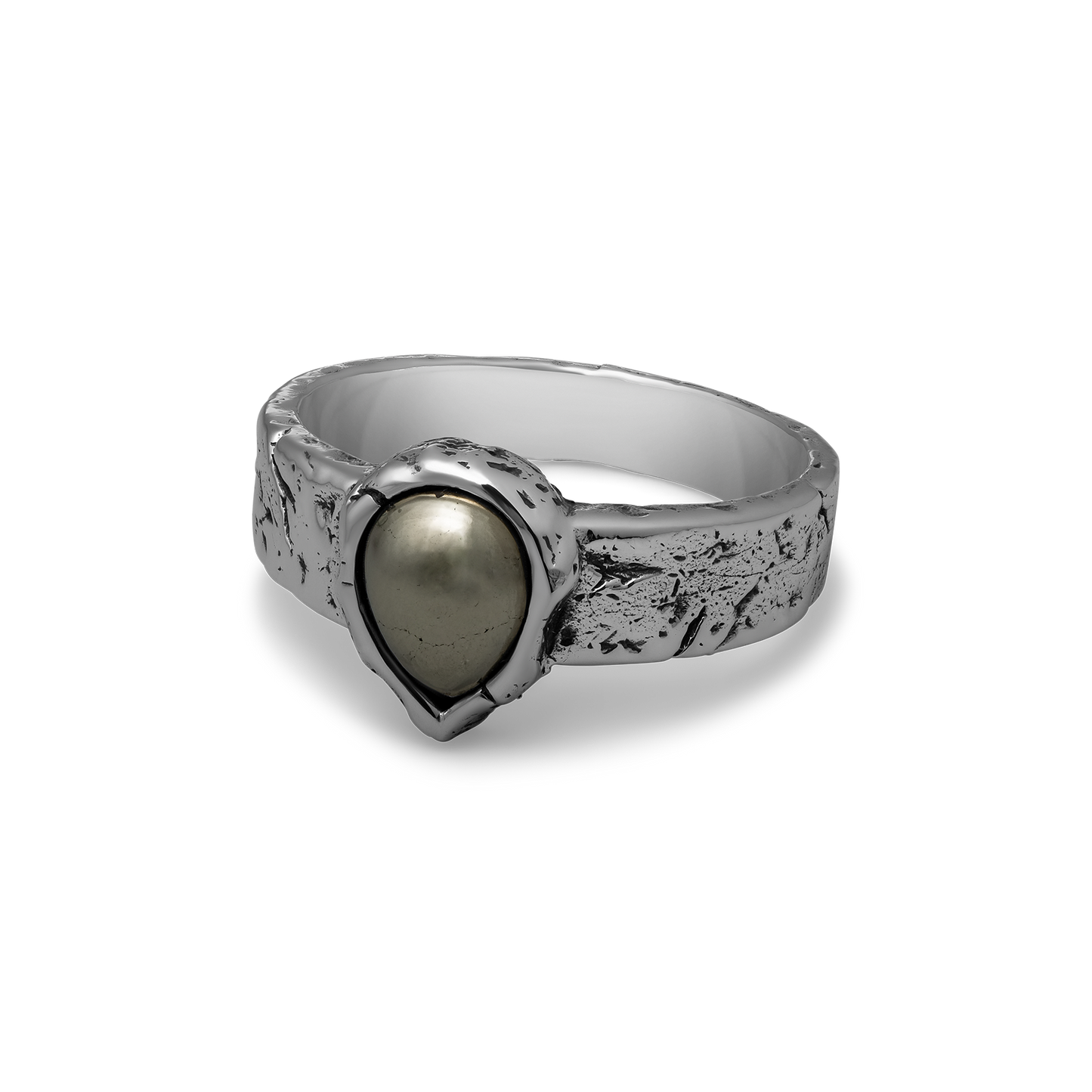 Underburn sterling silver and apache gold stone teardrop band ring